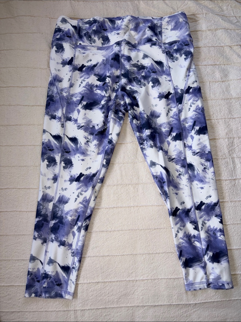 Marika Plus Size 2X High-Waisted Cropped Activewear Leggings Purple Tie-Dye